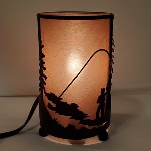 Lazart Laser Cut Table Lamp Fly Fishing Pine Tree Landscape light